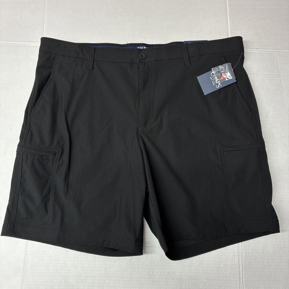 Chaps Everyday Performance Driwear Cargo Shorts Mens Size 40 Black 8" Inseam NWT